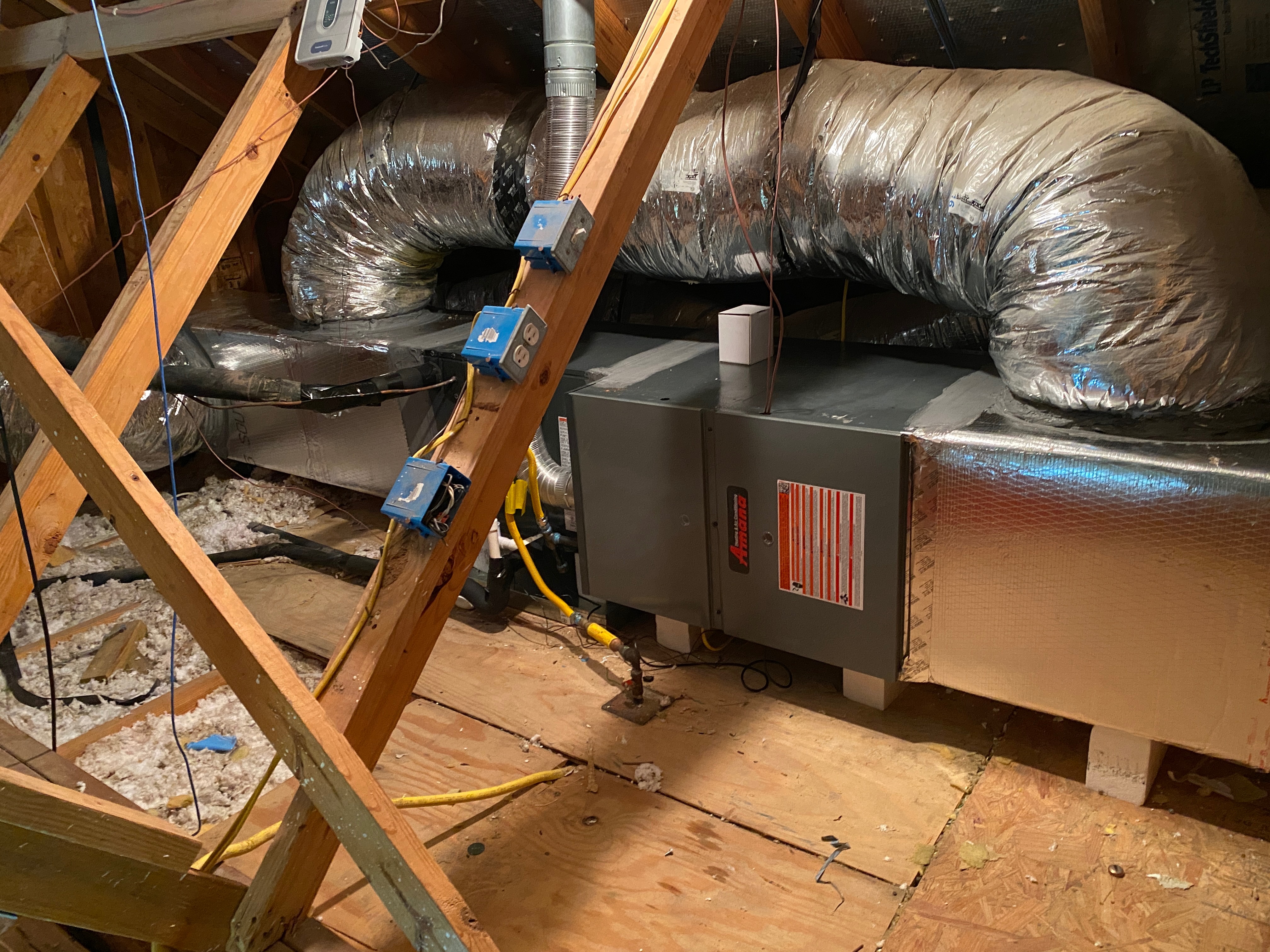 New furnace installation with ductwork
